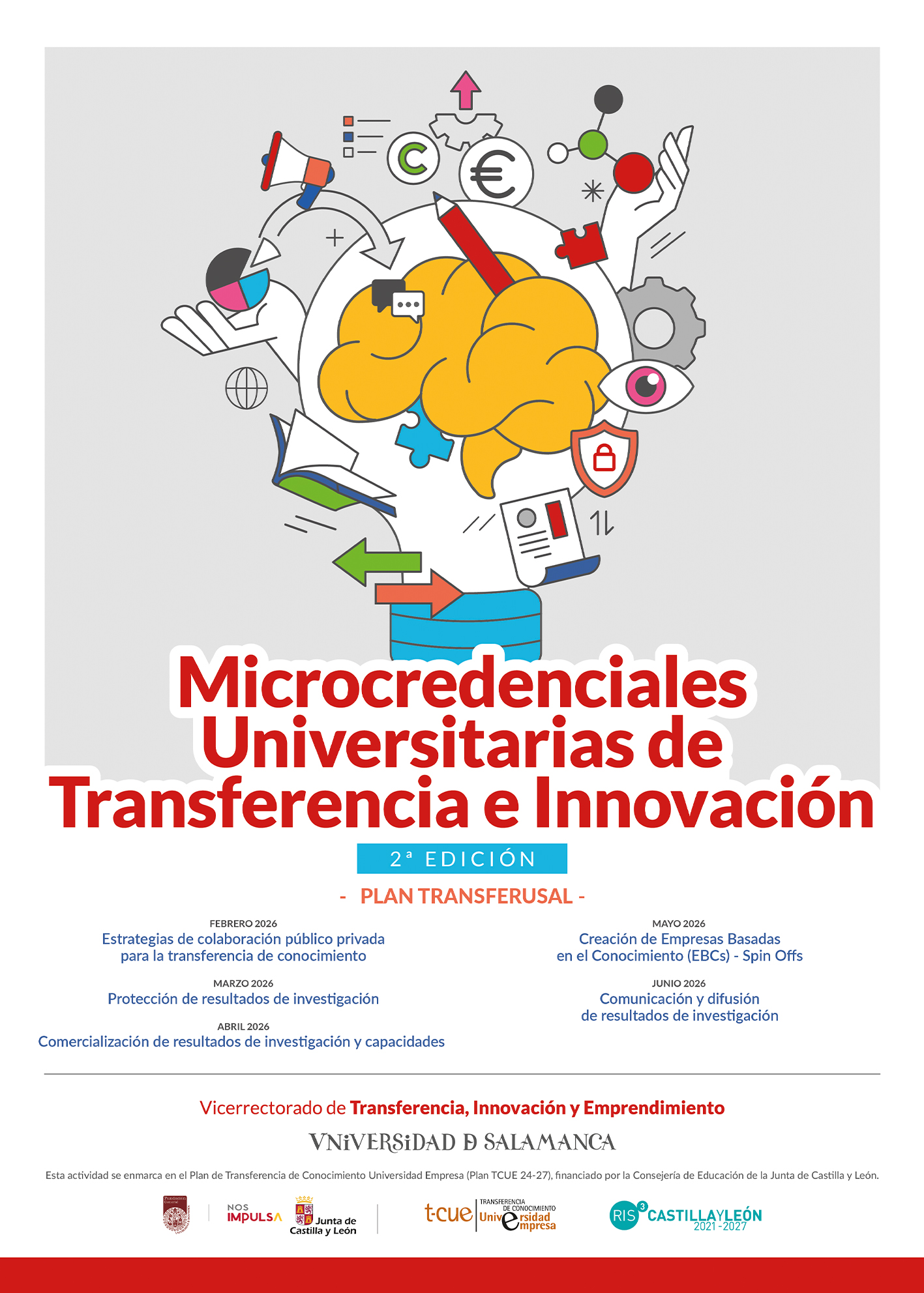 Cartel de las Microcredenciales universitarias de investigación y transferencia (2ª edición). Vicerrectorado de Transferencia. Universidad de Salamanca.